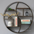 Home Decoration Supplies French Style Country Shabby Rustic Industrial Floating Round Decorative Solid Wood Wall Shelf